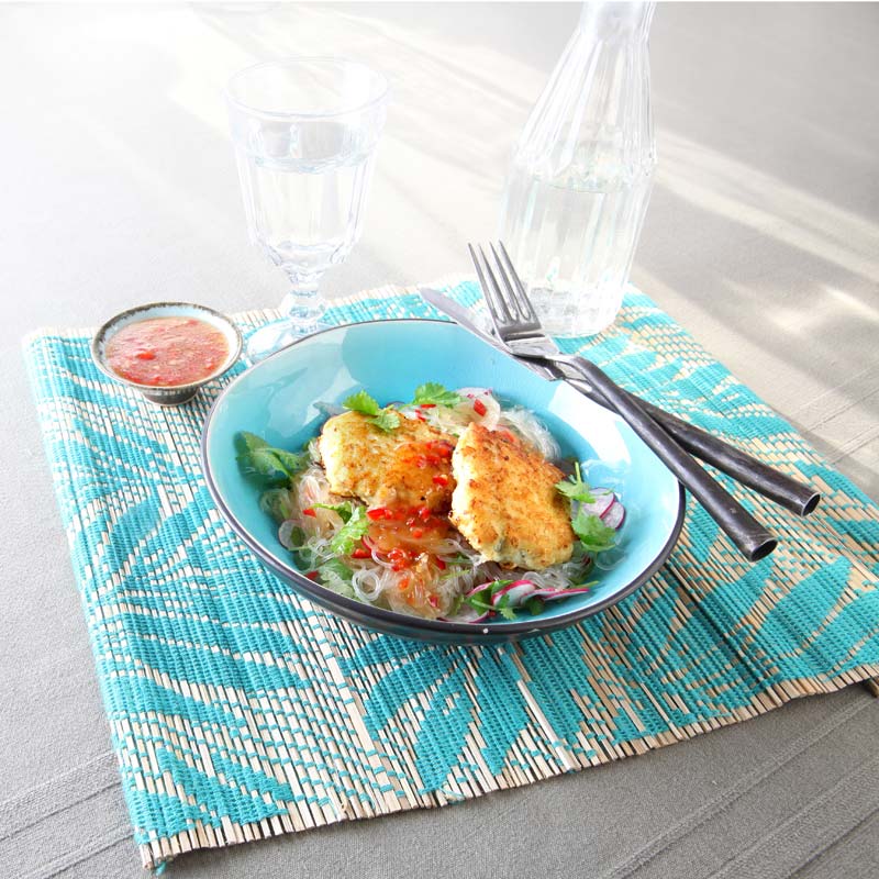 Asiatiska fishcakes med nudlar och sweet chilisås - ViktVäktarna
