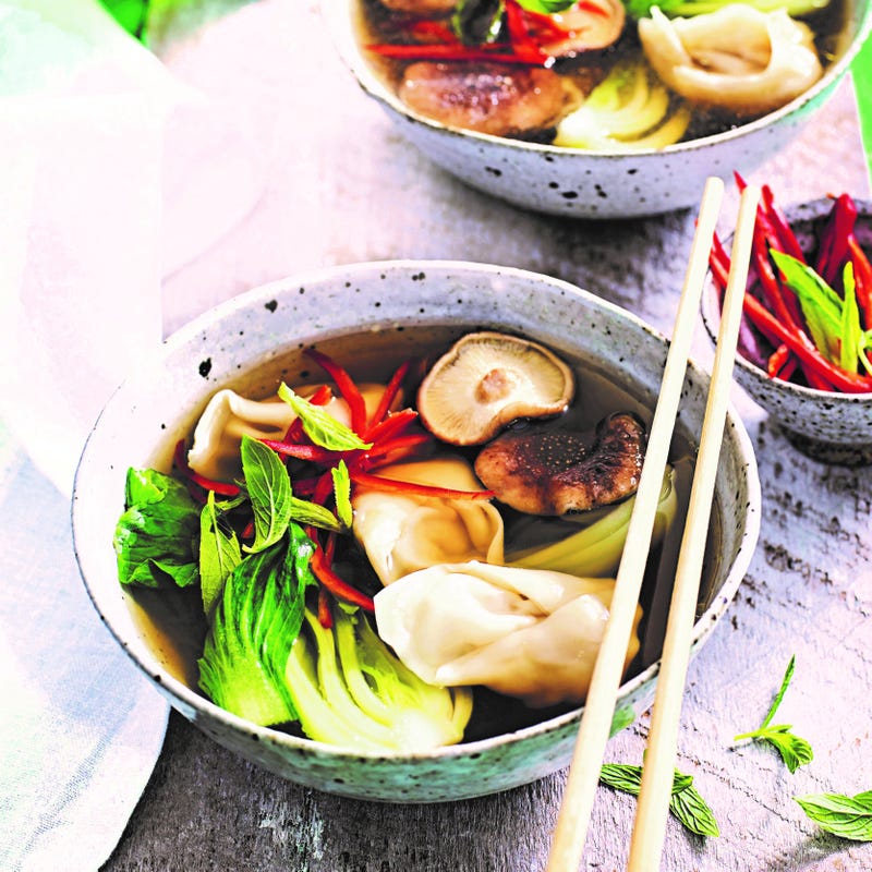 Photo of Pork & prawn dumplings in chicken broth by WW
