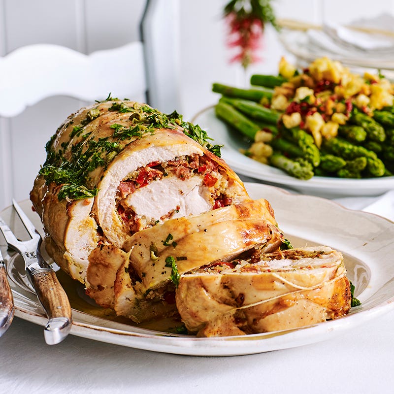 Photo of Turkey roll with chorizo stuffing and salsa verde by WW
