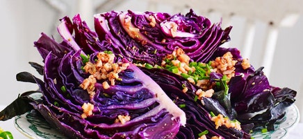 Fennel braised cabbage wedges