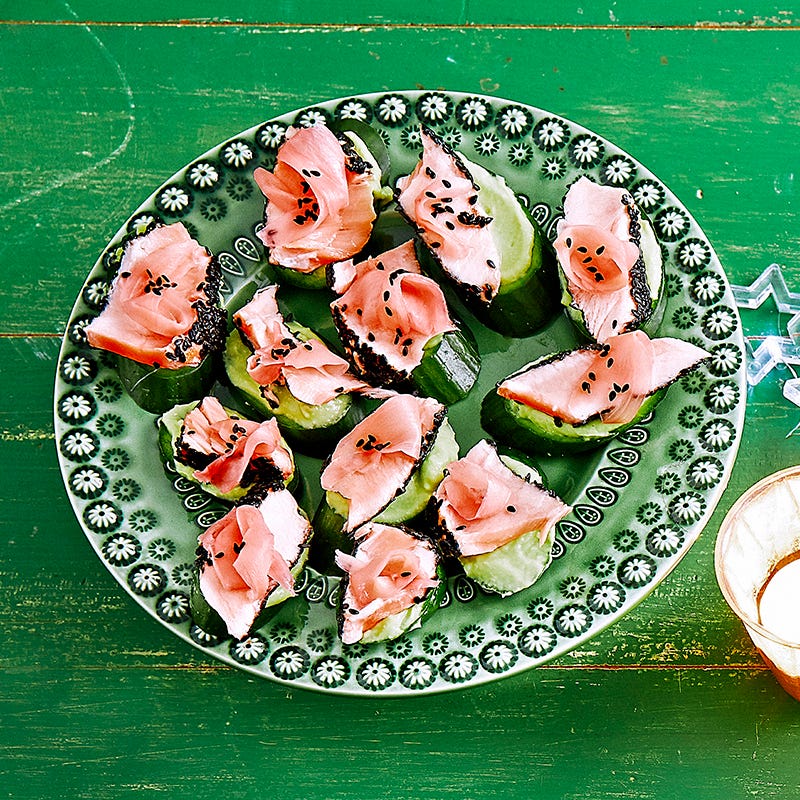 Photo of Seared sesame salmon with wasabi avocado and cucumber by WW