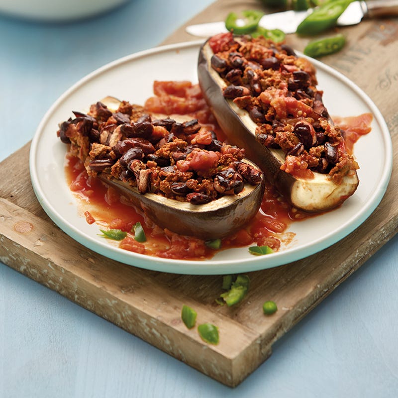 Gefüllte Aubergine mit Chili