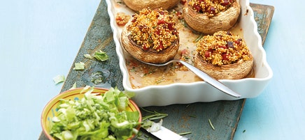 Riesenchampignons mit Hirse-Chorizo-Füllung