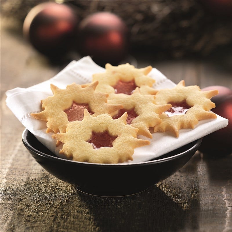 Sneeuwvlokken met frambozensnoepjes