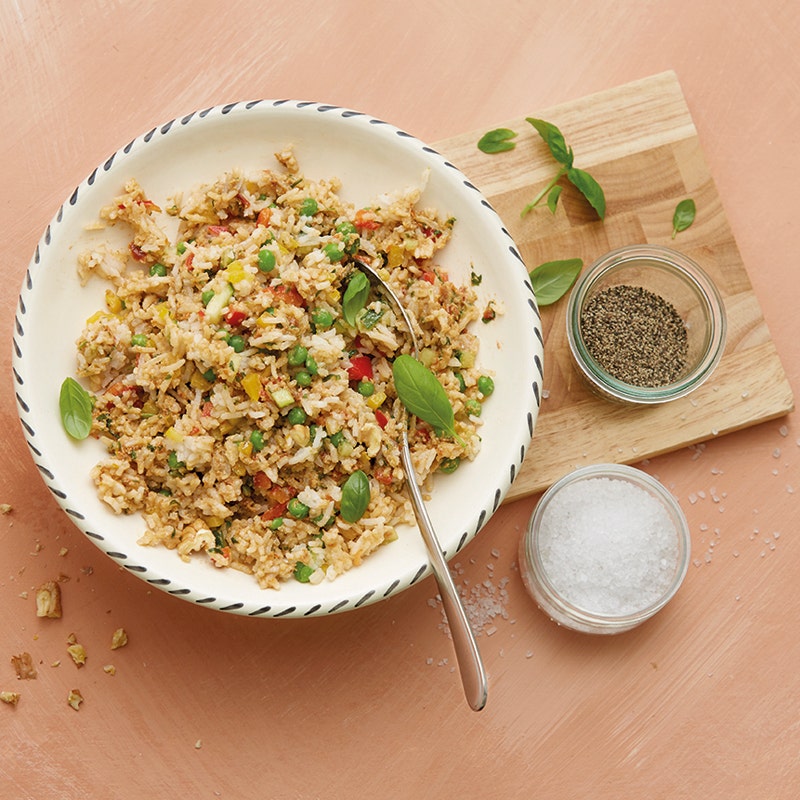 Reissalat mit Walnuss-Ricotta-Pesto