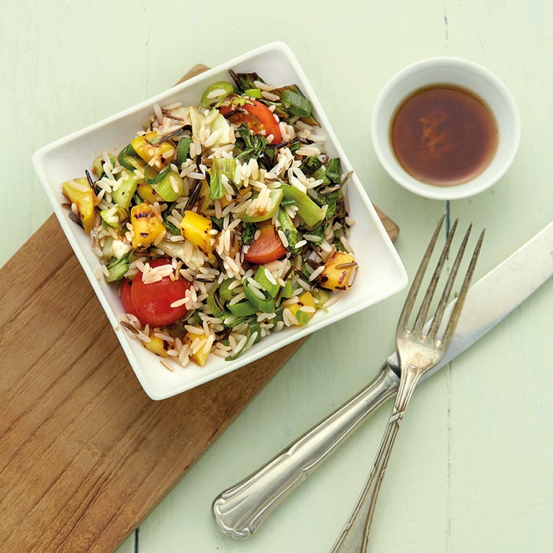Lauwarmer Wildreissalat mit gegrillter Mango