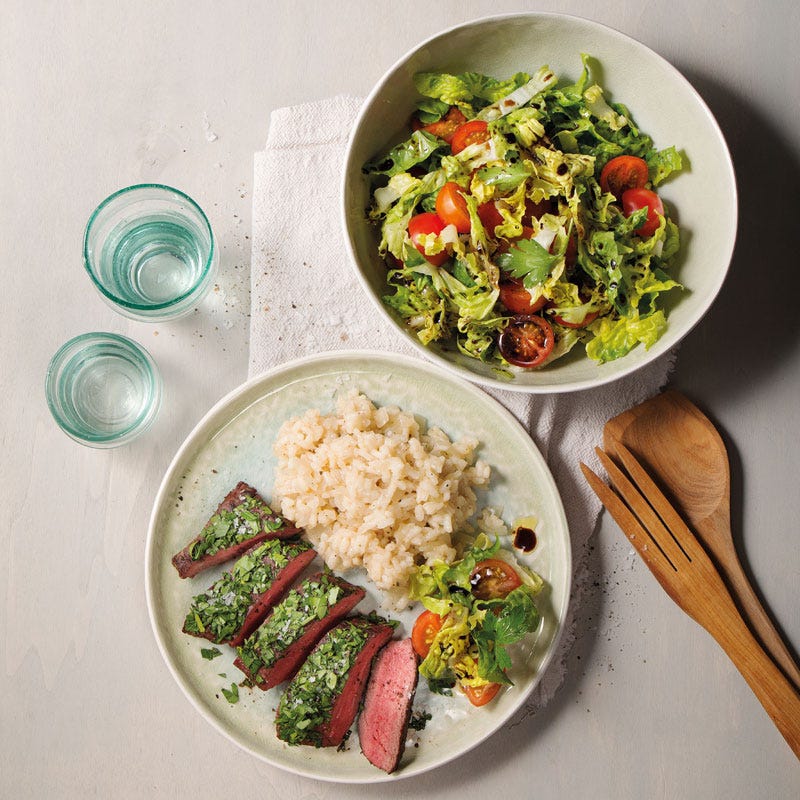 Flat Iron Steak mit Risotto und Romana