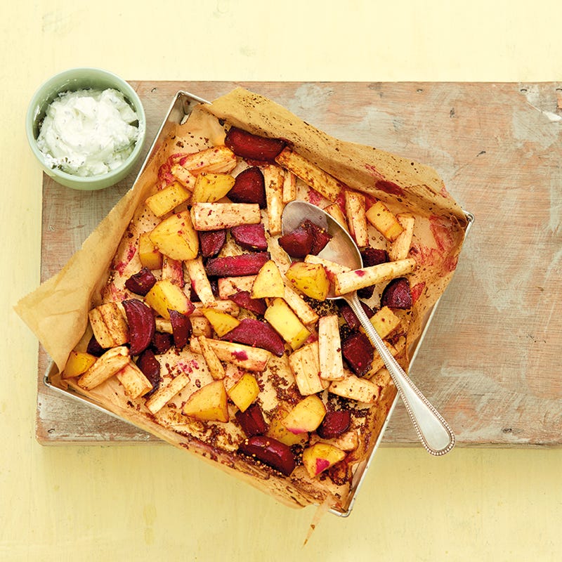 Ofengemüse mit Frischkäsedip