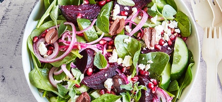 Greek-style beet and pomegranate salad