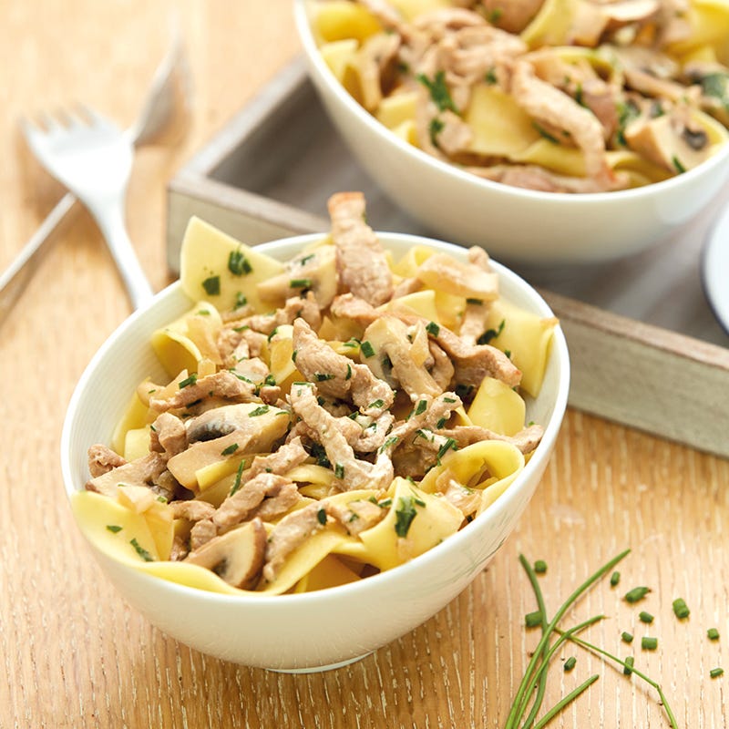 Schweinegeschnetzeltes mit Bandnudeln