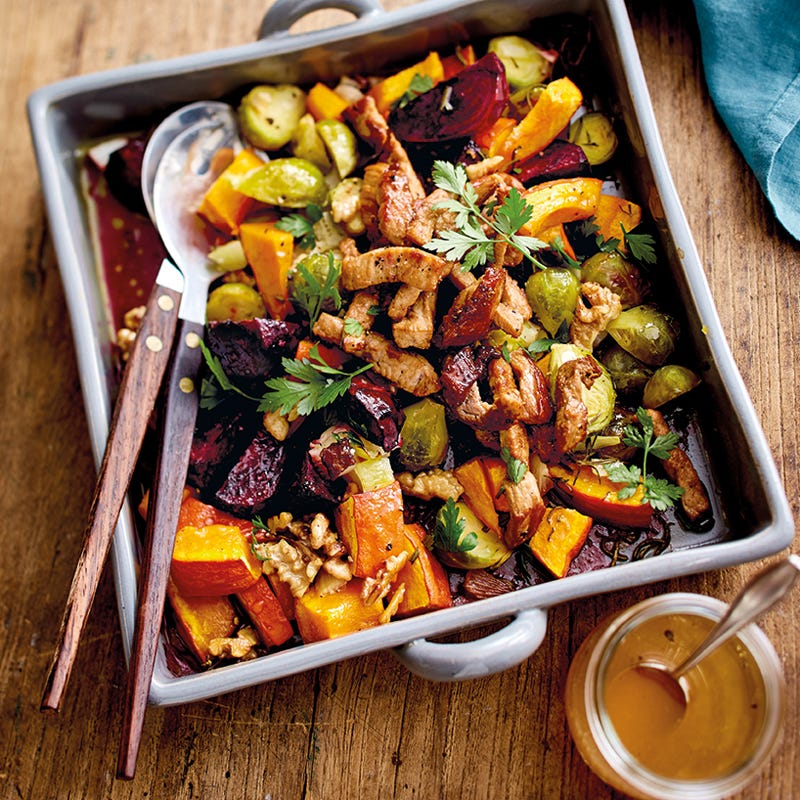 Herbstsalat mit Schnitzelstreifen
