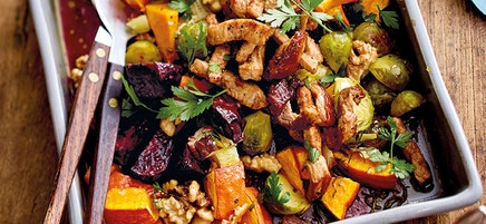 Gerösteter Herbstsalat mit Schnitzelstreifen
