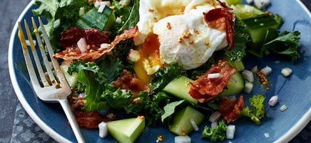 Kale, pancetta & poached eggs
