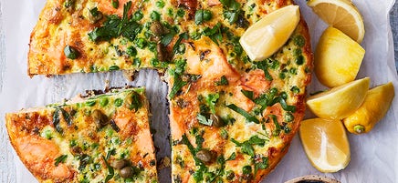 Salmon, pea & lemon frittata