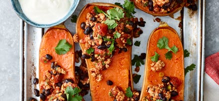 Turkey-stuffed roasted squash