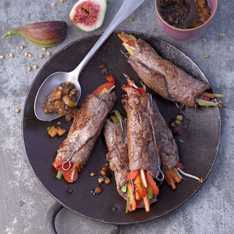 Rinderröllchen mit Feigenkompott