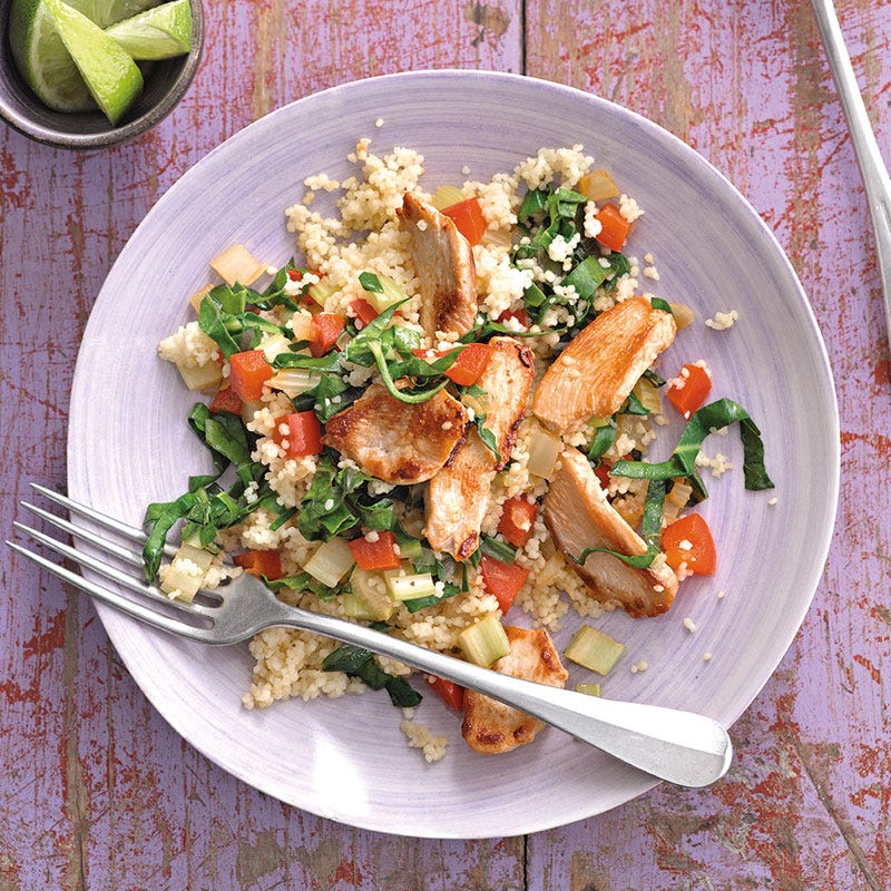 Gemüsecouscous mit Hähnchenbrust