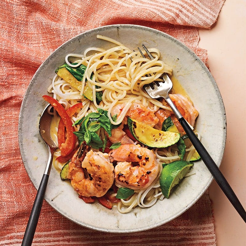 Thai green curry prawns