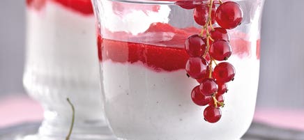 Vanillecreme mit Johannisbeerpüree