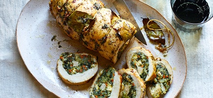 Greek-style turkey breast roulade with spinach and dill