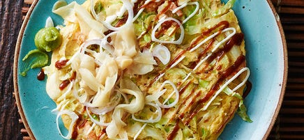 Japanese prawn & cabbage pancakes
