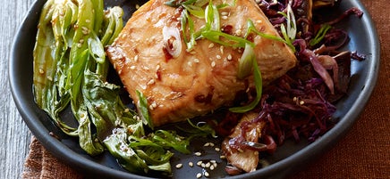 Asian-Spiced Salmon with Baby Bok Choy and Shiitakes
