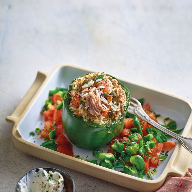 Gefüllte Paprika mit Thunfisch und Reis