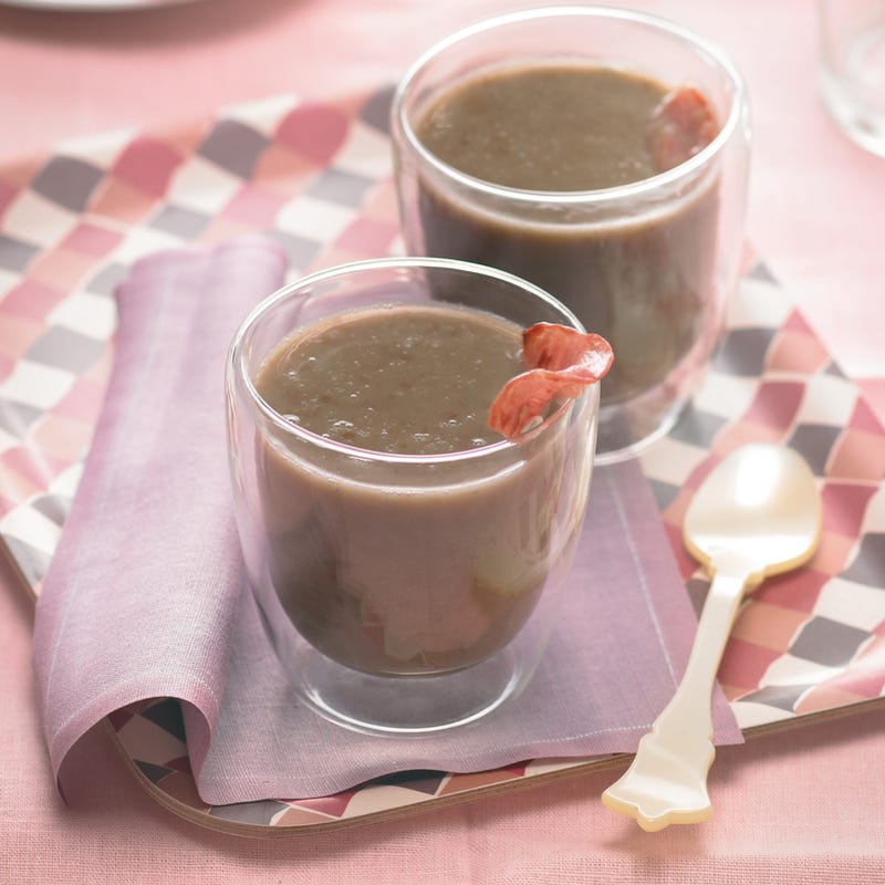 Velouté de lentilles, chips de bacon