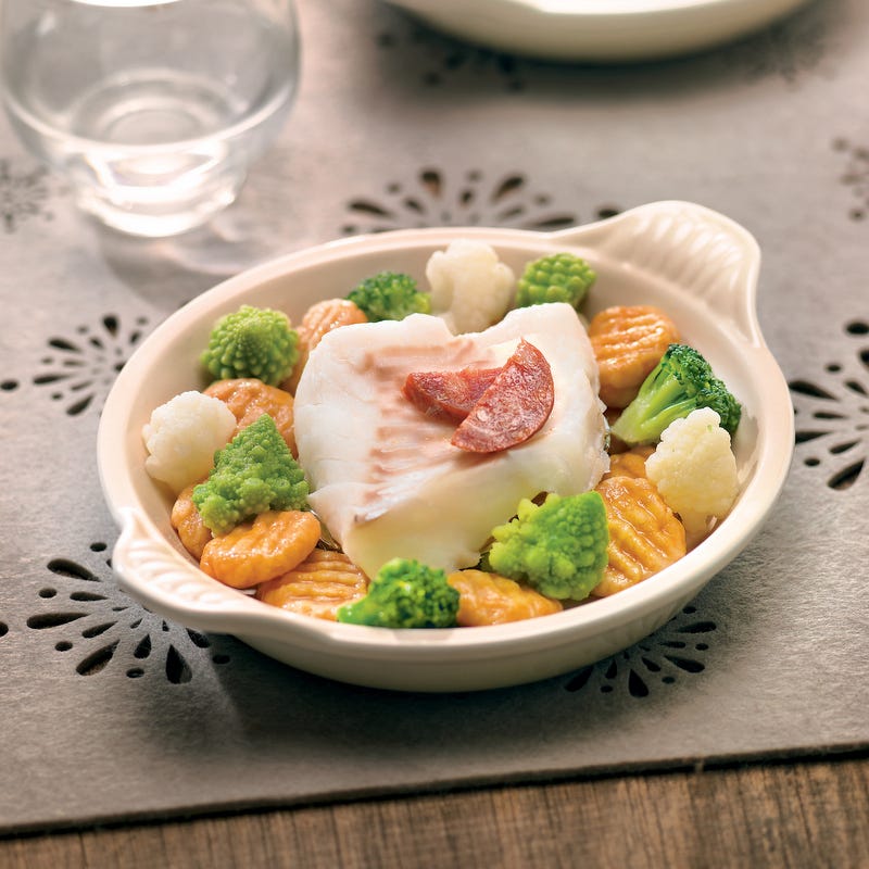 Gnocchi de potimarron, cabillaud à l'espagnol
