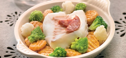 Gnocchi de potimarron, cabillaud à l'espagnol