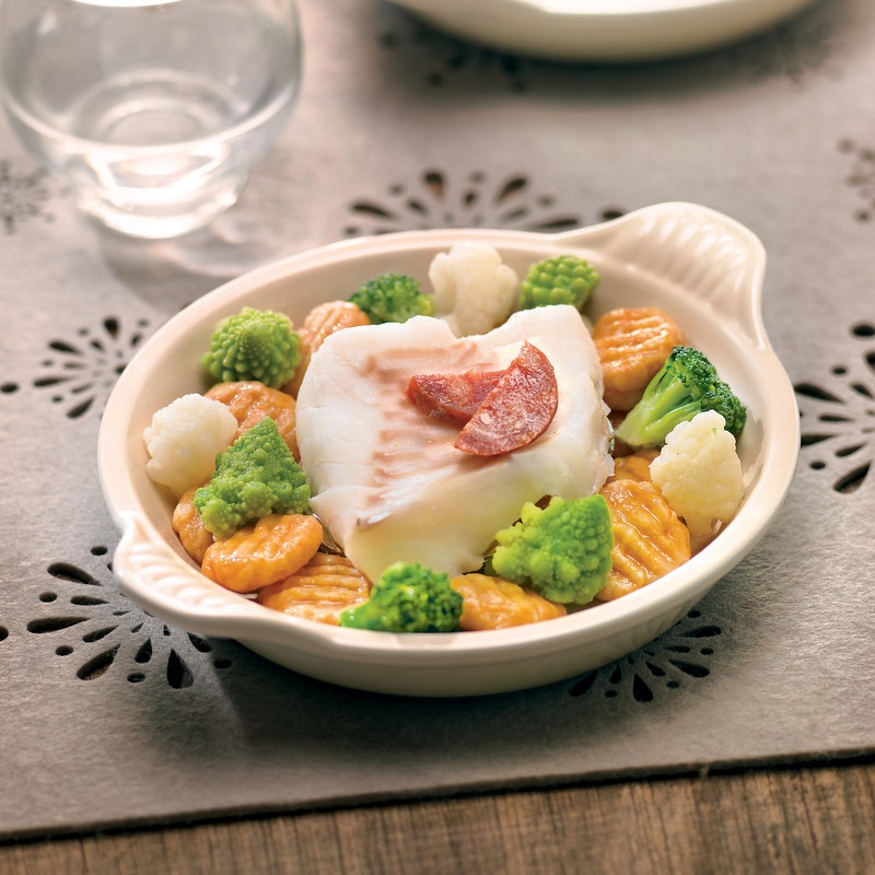 Gnocchi de potimarron, cabillaud à l'espagnol