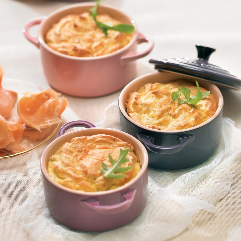 Petits flans de céleri-rave, saumon fumé