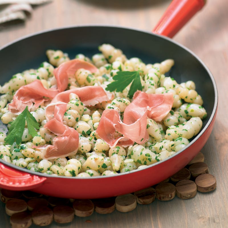 Poêlée de crosnes au jambon de Parme