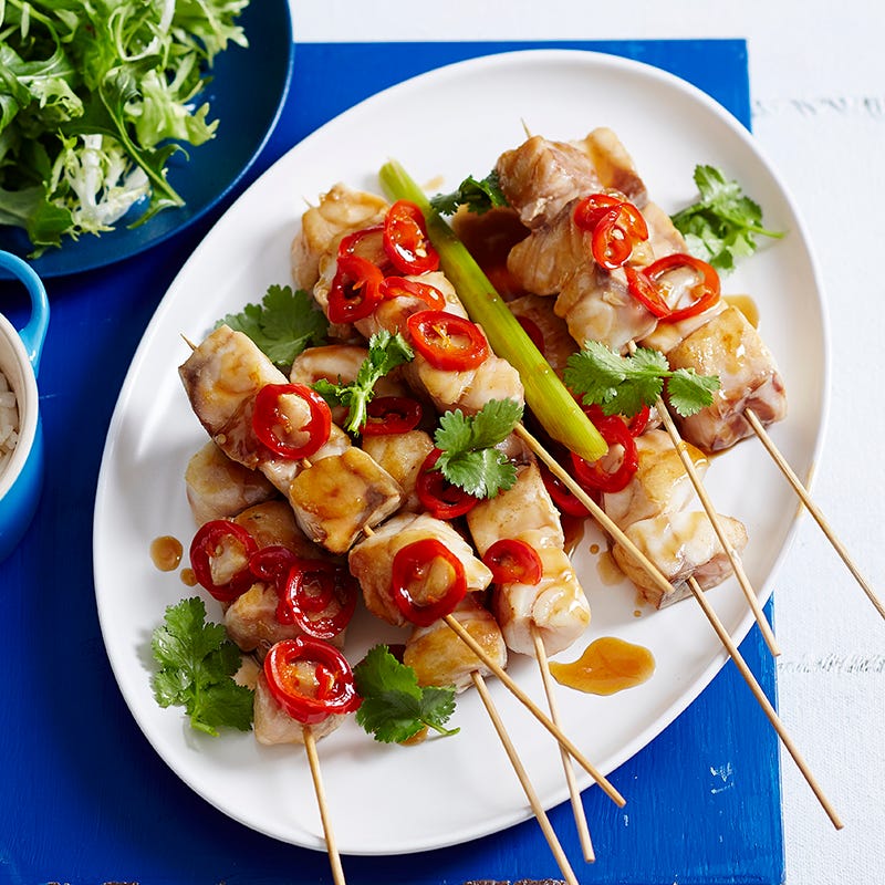 Asian-style fish kebabs