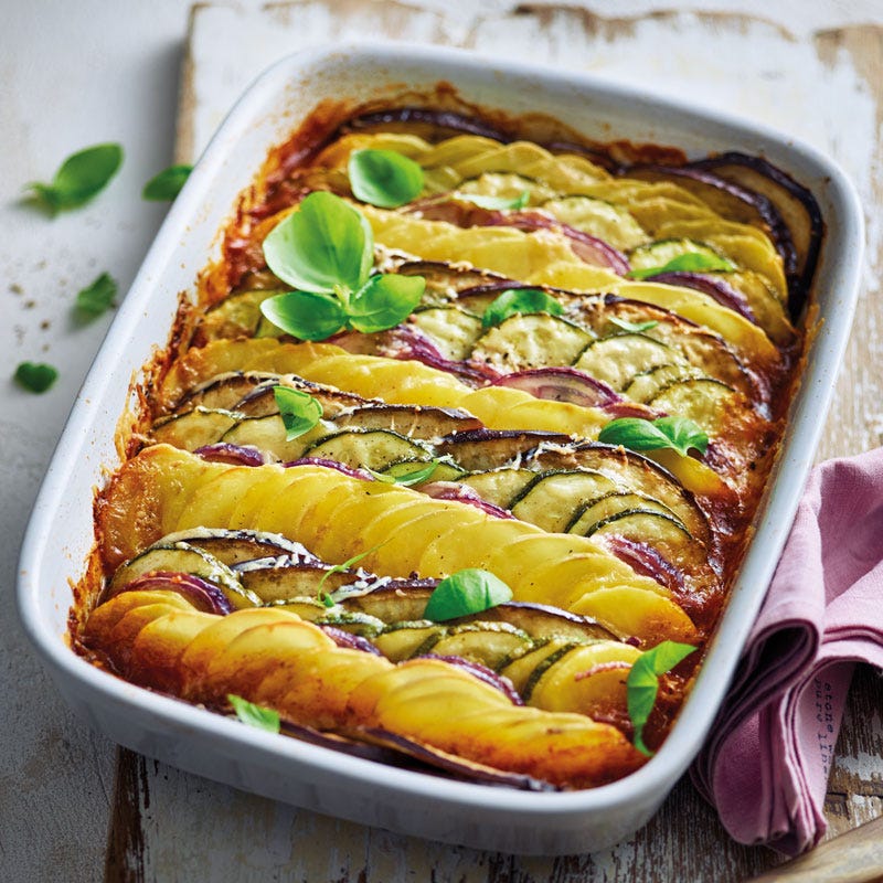 Mediterranes Gemüse-Kartoffel-Gratin mit Parmesan