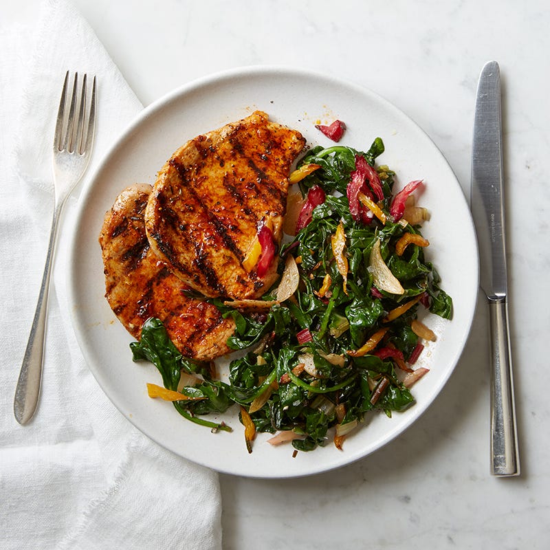 Photo of Pork chops with garlicky greens by WW