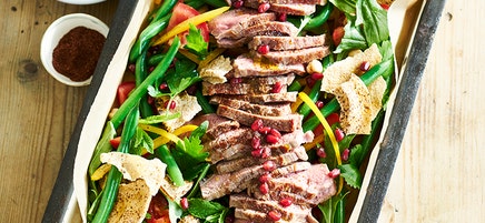 Lamb and pita salad