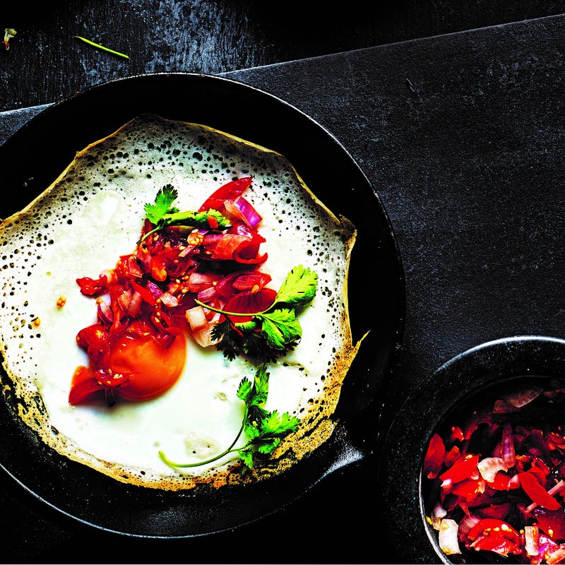 Photo of Sri Lankan-style egg hoppers with chilli sambal by WW