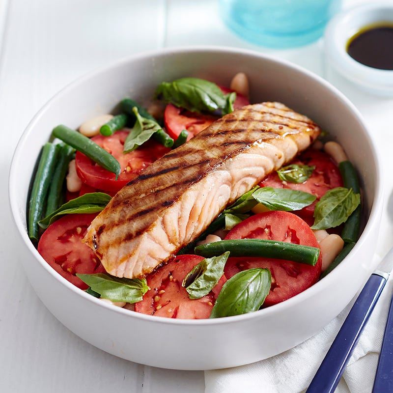 Photo of Grilled salmon with tomato and bean salad by WW