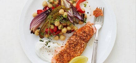 Salmon with Roasted Chickpeas and Veggies