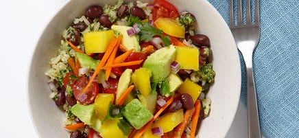 Brown Rice and Veggie Bowl with Ginger-Lime Dressing