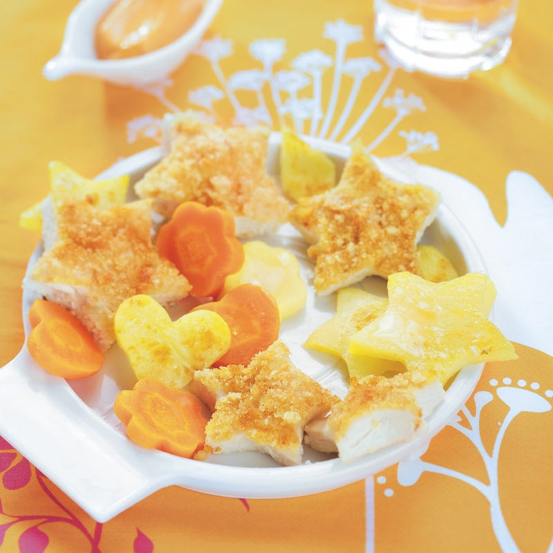 Poulet pané, étoiles de légumes