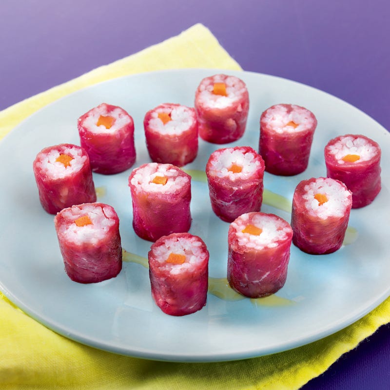 Makis de bœuf, riz et carottes au cumin