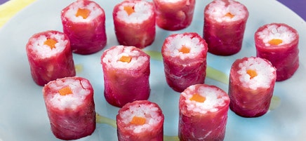 Maki de bœuf, riz et carottes au cumin