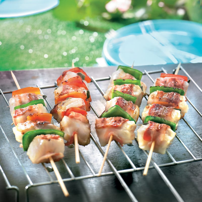 Brochette de cabillaud au lard