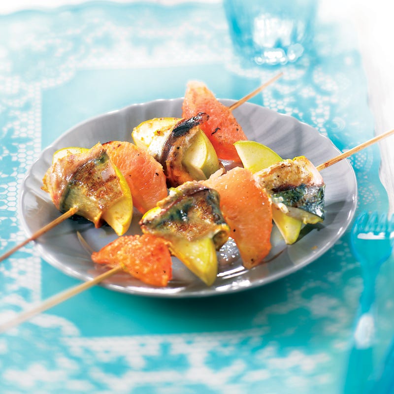 Brochette de maquereau à la pomme verte et au pamplemousse