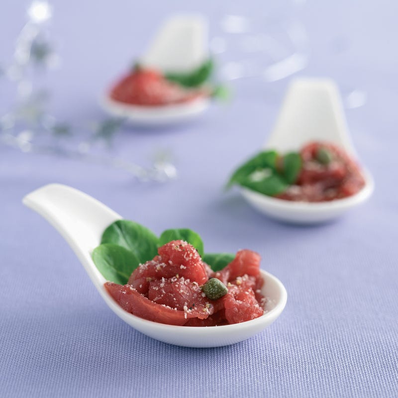 Cuillère de carpaccio de bœuf