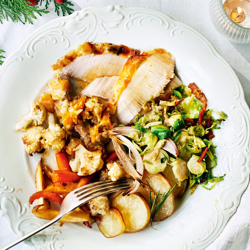 Photo of Garlic turkey with butternut, sultana & pistachio stuffing by WW