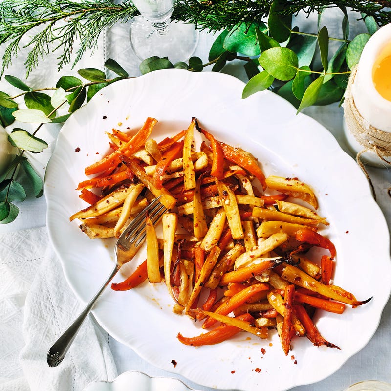Photo of Maple & chilli-spiced roasted root vegetables by WW