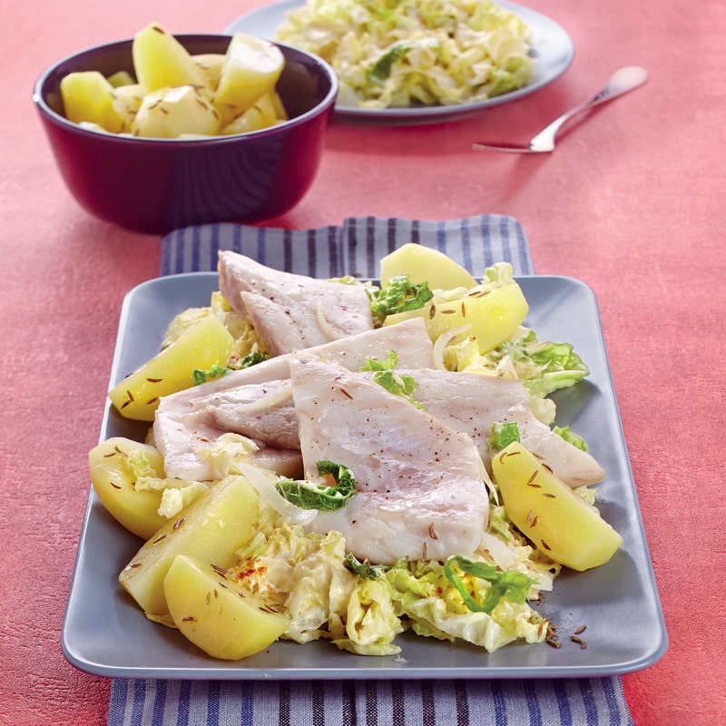 Perche, pommes de terre et chou